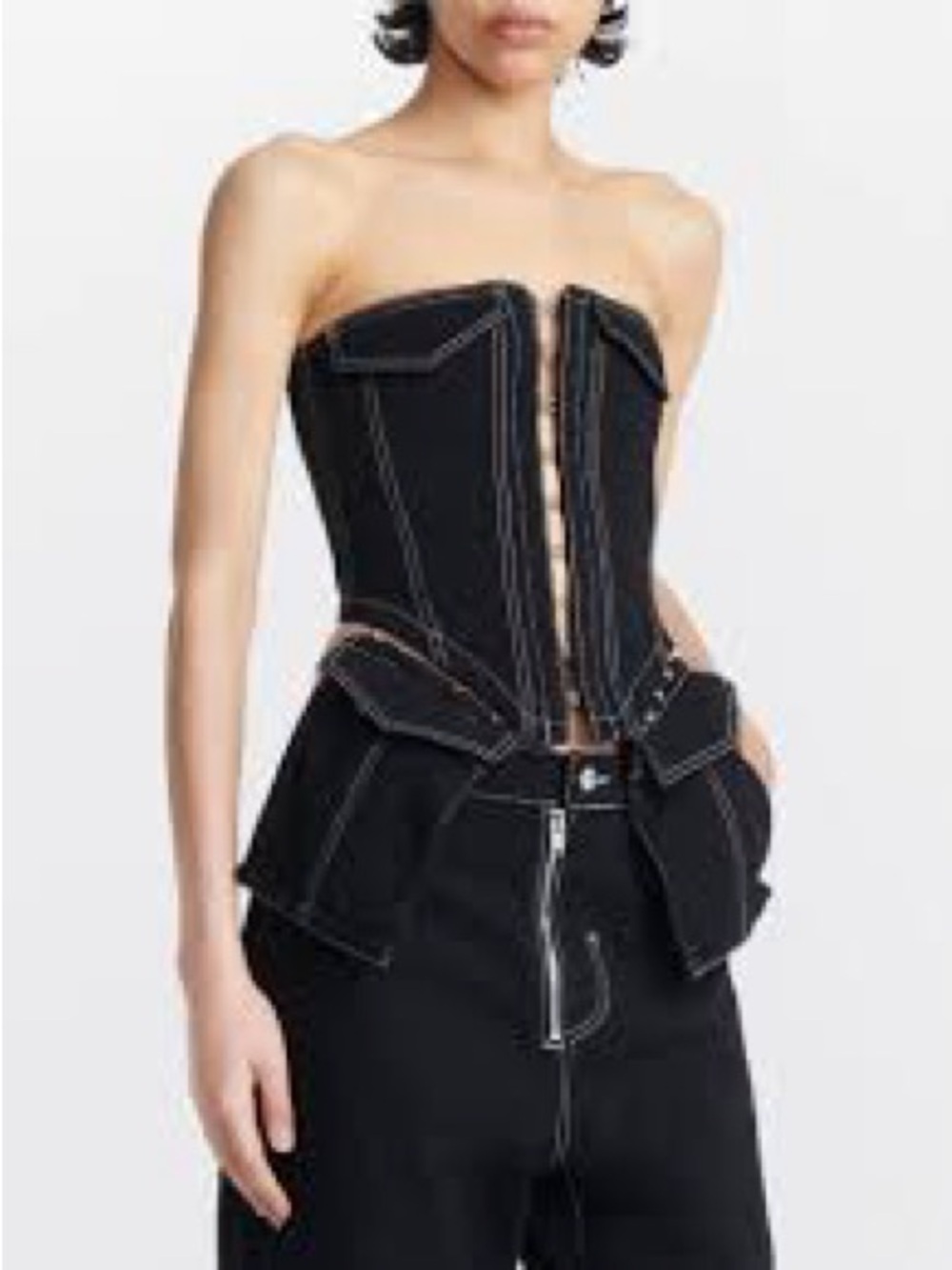 Dion Lee Black Denim Corset Bustier w/ Contrast Stitching Size M AUS 10/US 8 NWT - Picture 2 of 8